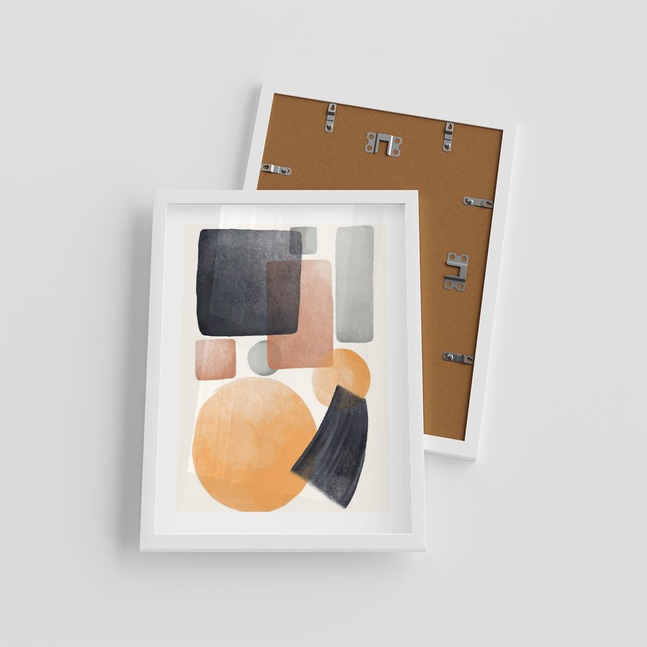 Plakat w ramie 30x40 - Geometria w Abstrakcji - abstrakcja, proste formy - rama biała