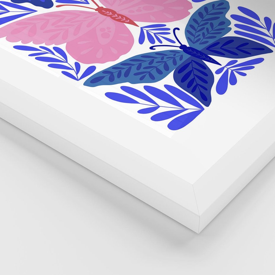 Plakat w ramie 40x50 - Delikatna Symfonia Natury - motyle, rośliny - rama biała