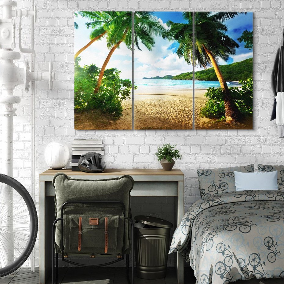 Obraz na płótnie 120x80 - Rajskie Seszele - plaża i palmy - Seszele, plaża