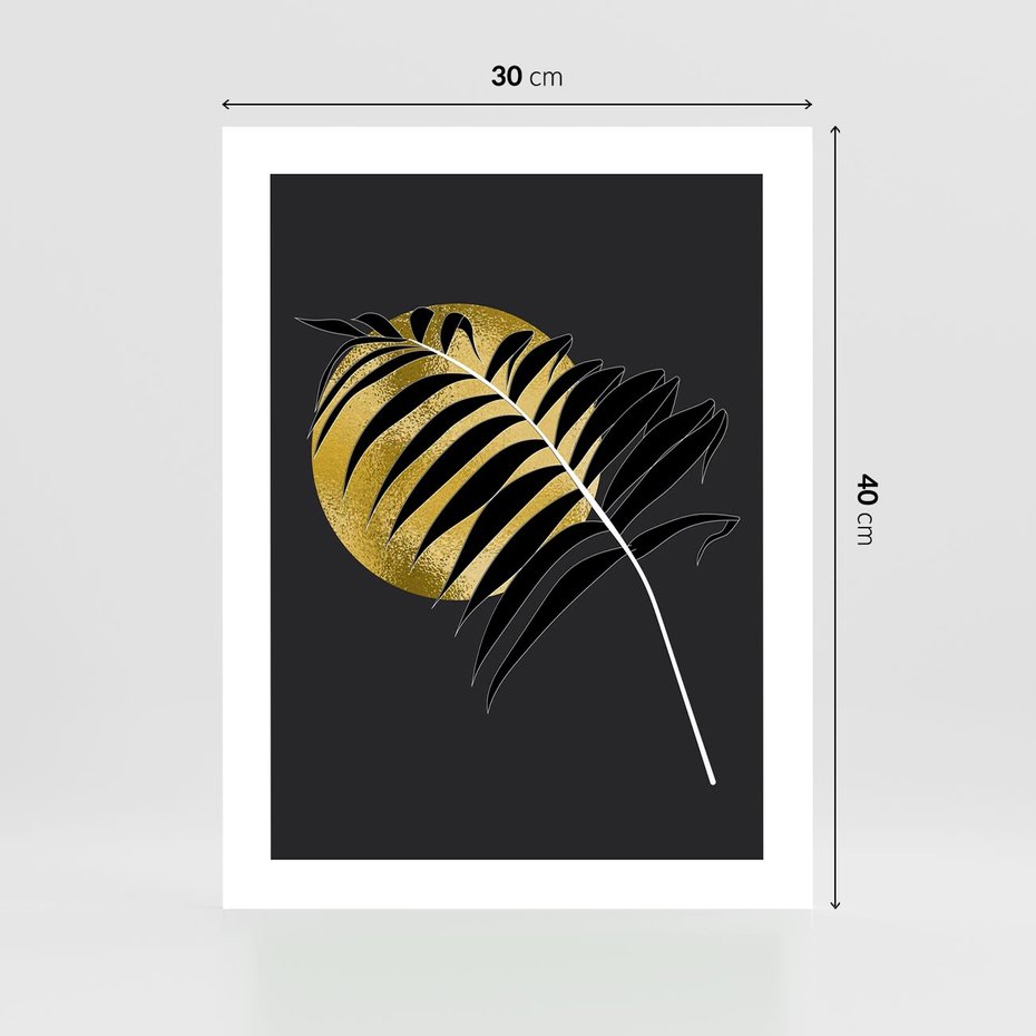 Plakat bez ramy 30x40 - Egzotyczna Elegancja - palma, na czarnym tle
