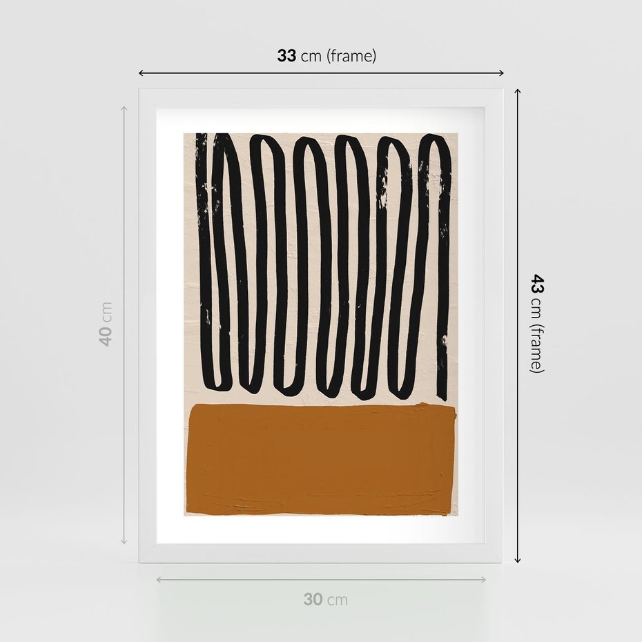 Plakat w ramie 30x40 - Boho Impulsy Kreatywności - abstrakcyjny plakat, brąz - rama biała