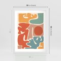 Plakat w ramie 30x40 - Pastelowa Symfonia Kształtów - abstrakcyjne kolorowe formy, pastelowe kolory - rama biała
