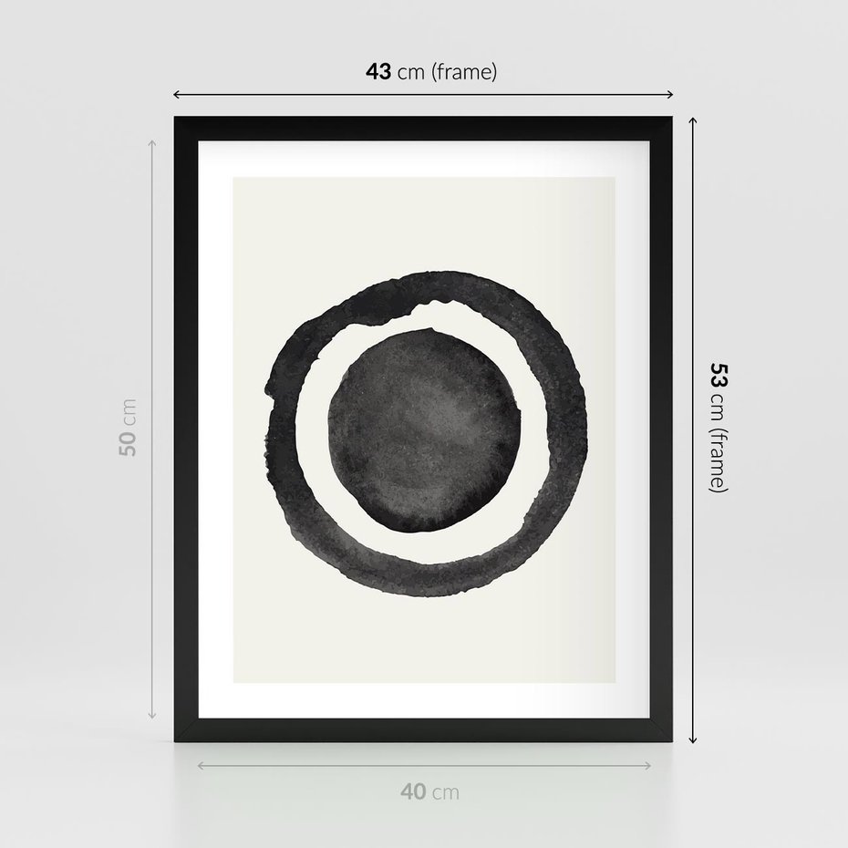 Plakat w ramie 40x50 - Bezgraniczne Widoki - abstrakcyjne plamy okręgi, akwarelowe - rama czarna