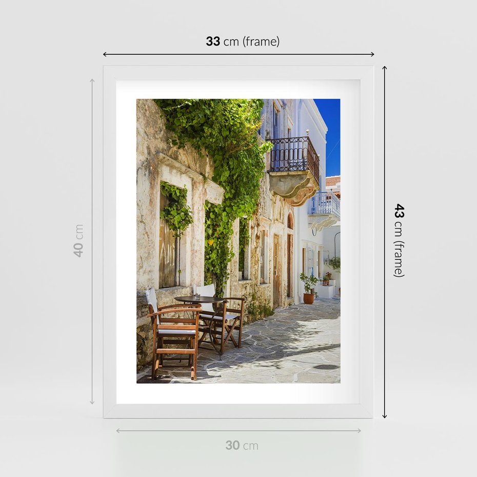 Plakat w ramie 30x40 - Zaklęta Przestrzeń - uliczka, perspektywa - rama biała