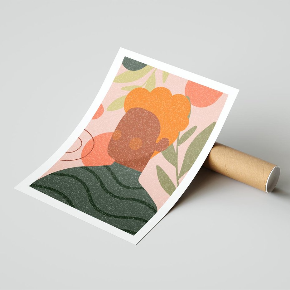 Plakat bez ramy 50x70 - Kobieca Przestrzeń - nowoczesny plakat, styl retro