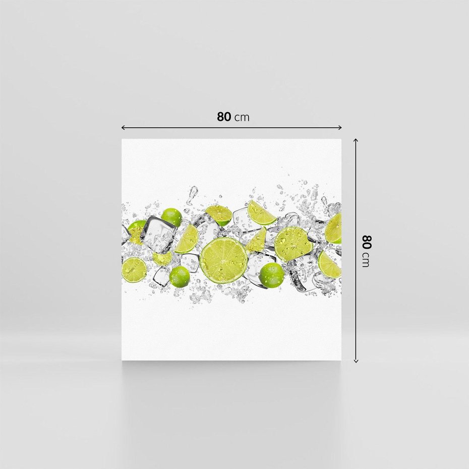 Obraz na płótnie 80x80 - Rześkość i smak - limonki, lód