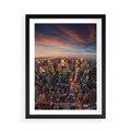 Plakat w ramie 50x70 - Miasto wieżowców w perspektywie - miasto, wieżowce - rama czarna