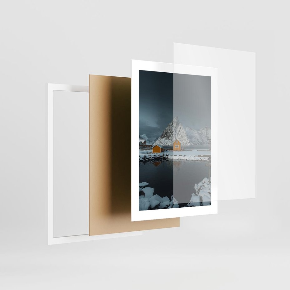 Plakat w ramie 30x40 - Minimalizm i Urok Natury - skandynawskie, domki - rama biała