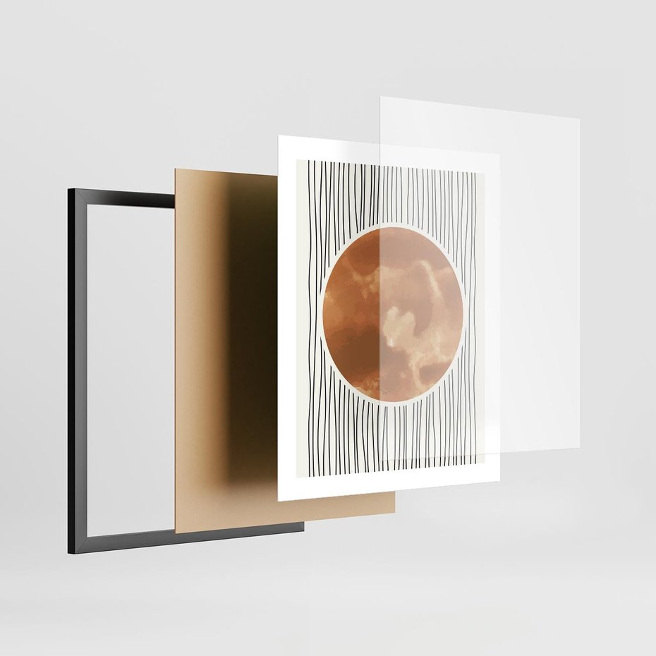 Plakat w ramie 40x50 - Eteryczne Krągłe Echa - boho obraz, geometria - rama czarna