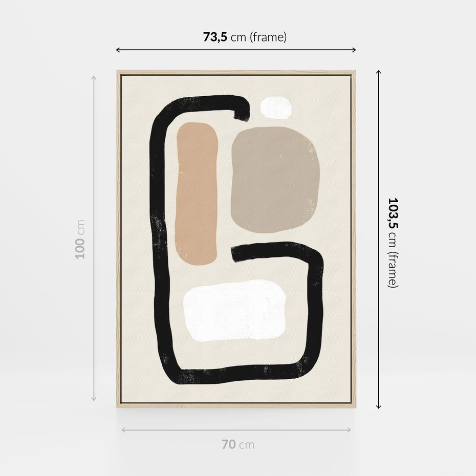 Obraz w ramie 70x100 - Kształtne Formy - geometryczne nieregularne kształty, nowoczesna kompozycja - rama drewno