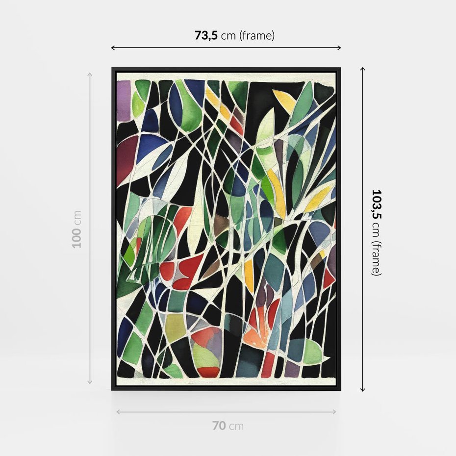 Obraz w ramie 70x100 - Taniec Plam i Kształtów - abstrakcyjny akwarelowy obraz, plamy - rama czarna