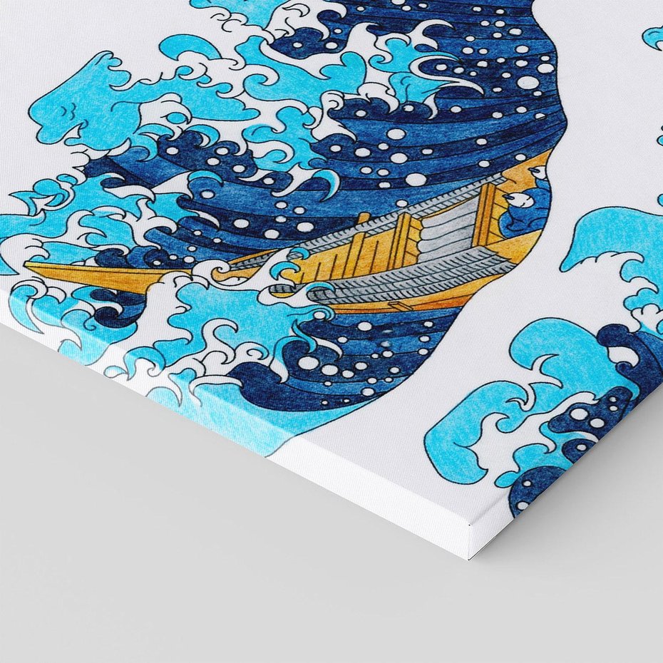 Obraz na płótnie 140x70 - Wzburzone Morze - wielka fala w kaganawie, Hokusai