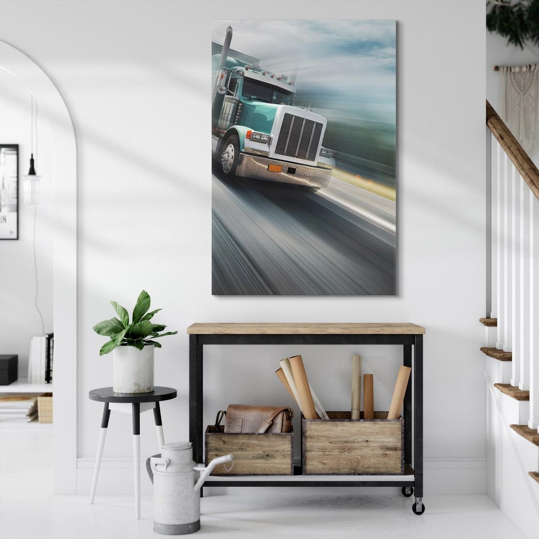 Obraz na płótnie 50x70 - Przez prerię ciężarówką - ciężarówka, USA