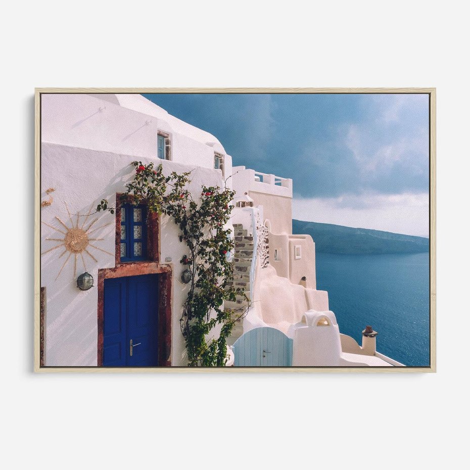 Obraz w ramie 100x70 - Urok Greckiej Wyspy - Santorini, Grecja - rama drewno