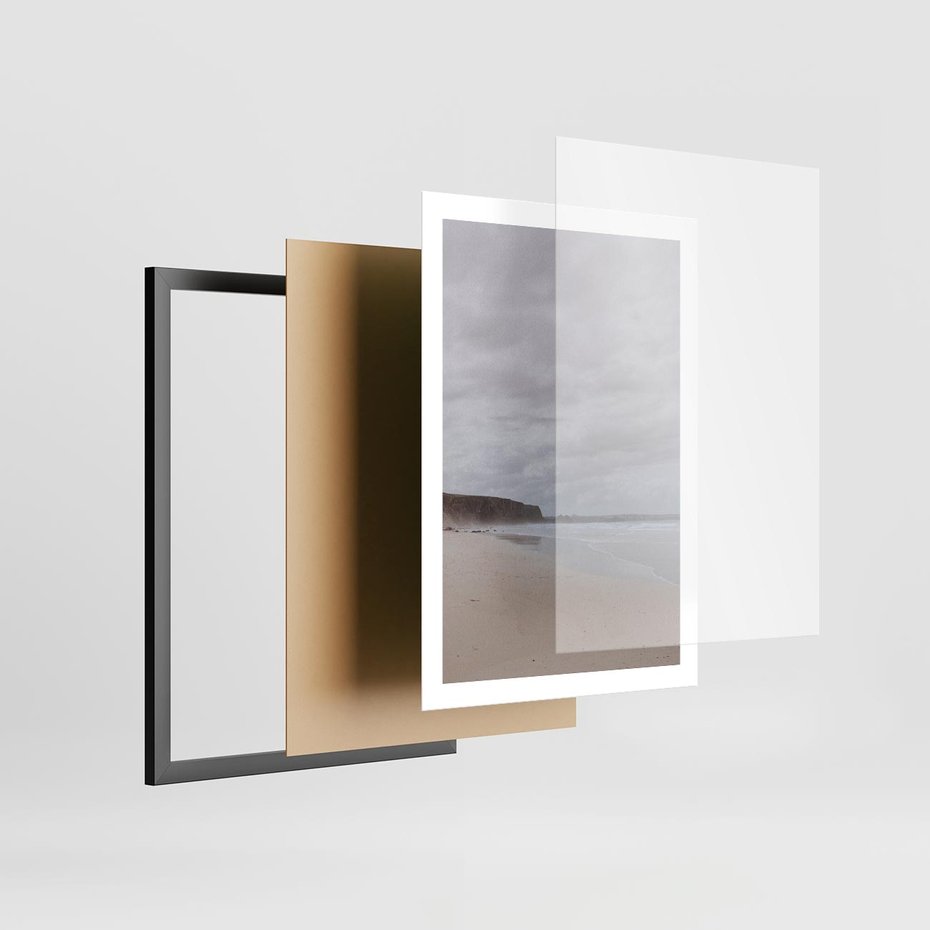 Plakat w ramie 50x70 - Mglista plaża - plaża, mgła - rama czarna