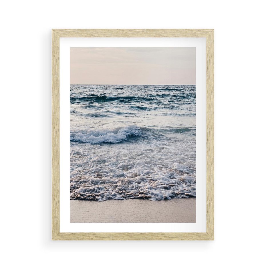 Plakat w ramie 50x70 - Malowniczy Nadmorski Krajobraz - morze, fale - rama drewno