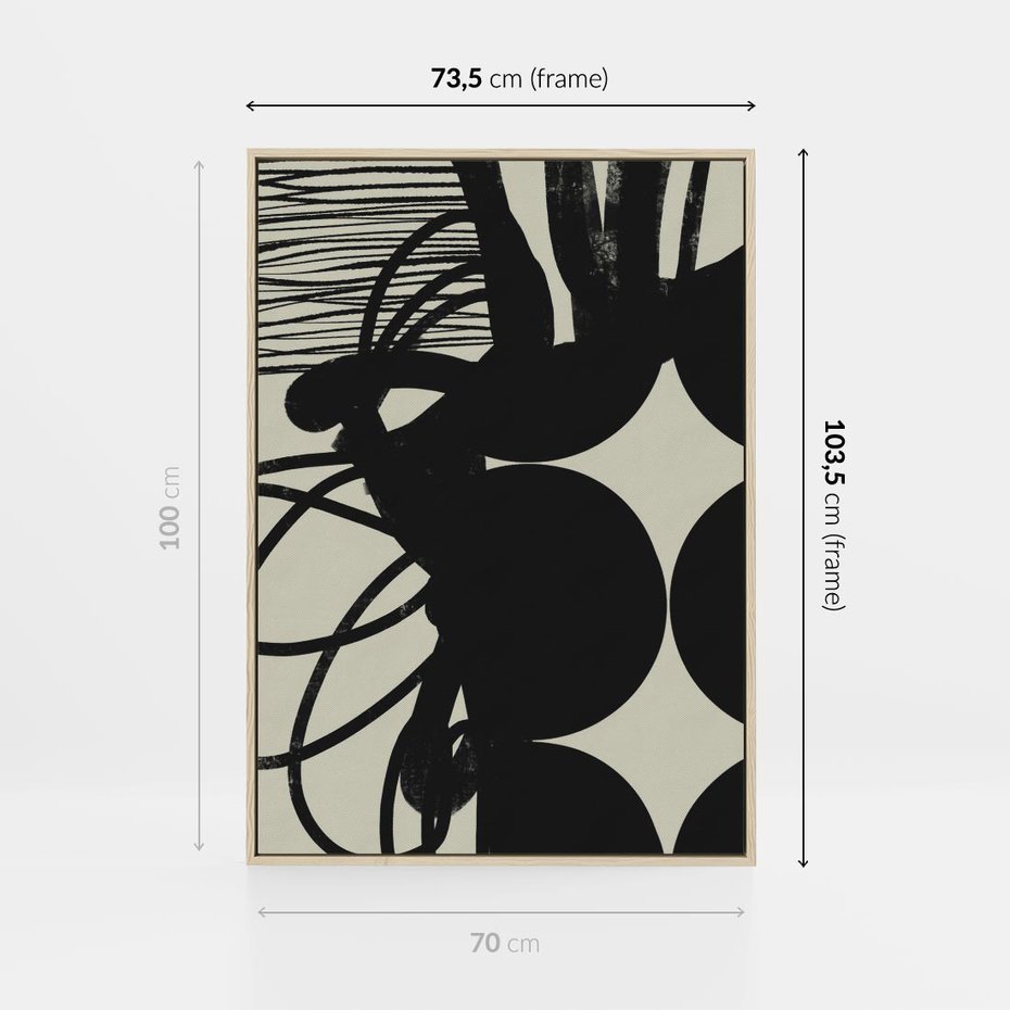 Obraz w ramie 70x100 - Modernistyczne Refleksje - abstrakcja, mroczny klimat - rama drewno