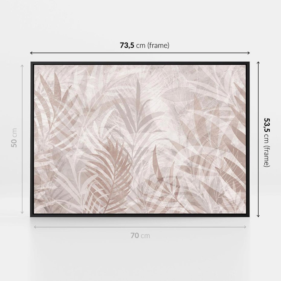 Obraz w ramie 70x50 - Pejzaż zaklętych uczuć - monochromatyczne, w odcieniach beżu - rama czarna