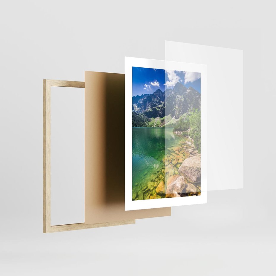 Plakat w ramie 30x40 - Mistyczne Połączenie - jezioro, góry - rama drewno