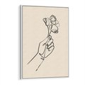 Obraz w ramie 70x100 - Szkic Kwiatu - kwiat w dłoni, szkic - rama biała