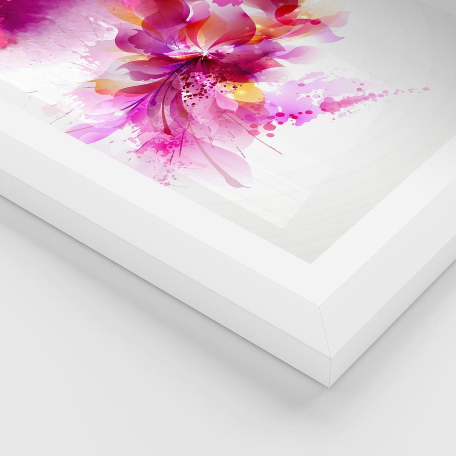 Plakat w ramie 40x50 - Kwiaty abstrakcji - abstrakcja, kwiaty - rama biała