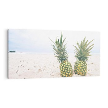 Obraz na płótnie 100x50 - Ananasy Plażowy Raj - ananasy, plaża