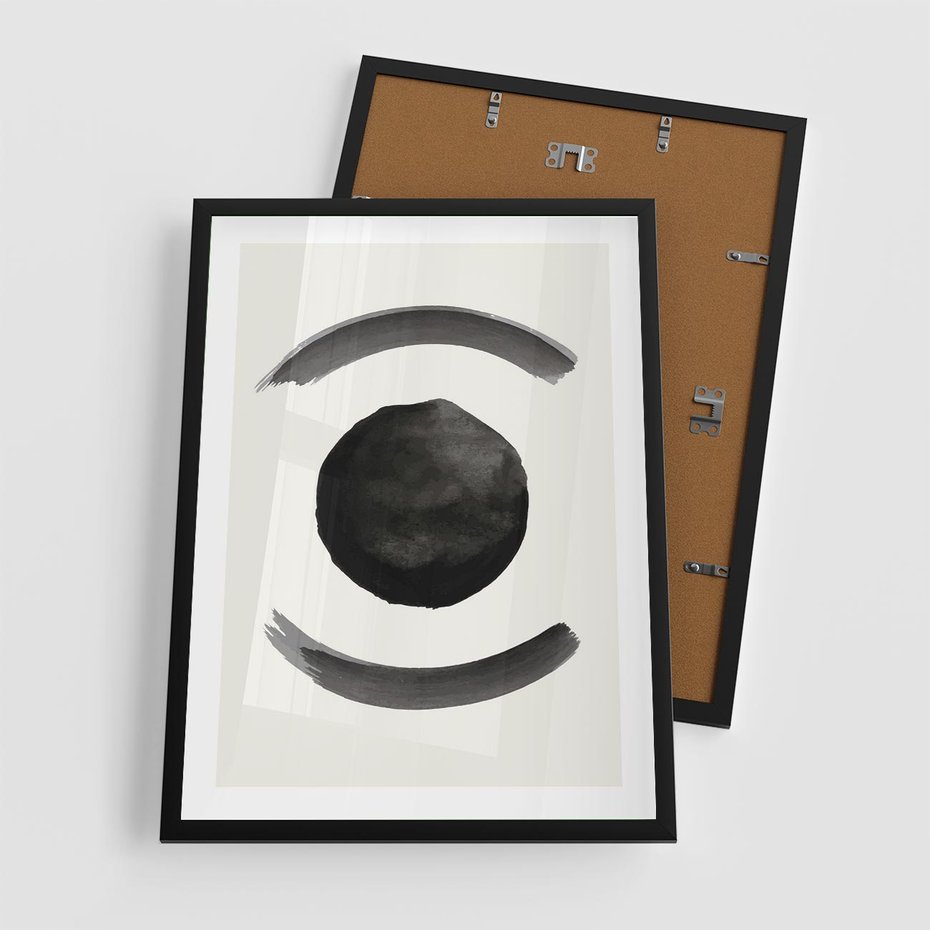 Plakat w ramie 50x70 - Bezczasowe Echo - abstrakcyjne plamy okręgi, akwarelowe - rama czarna