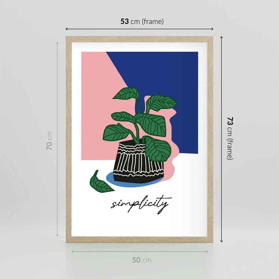 Plakat w ramie 50x70 - Tajemnicze Wibracje - tygrys, kwiaty - rama drewno