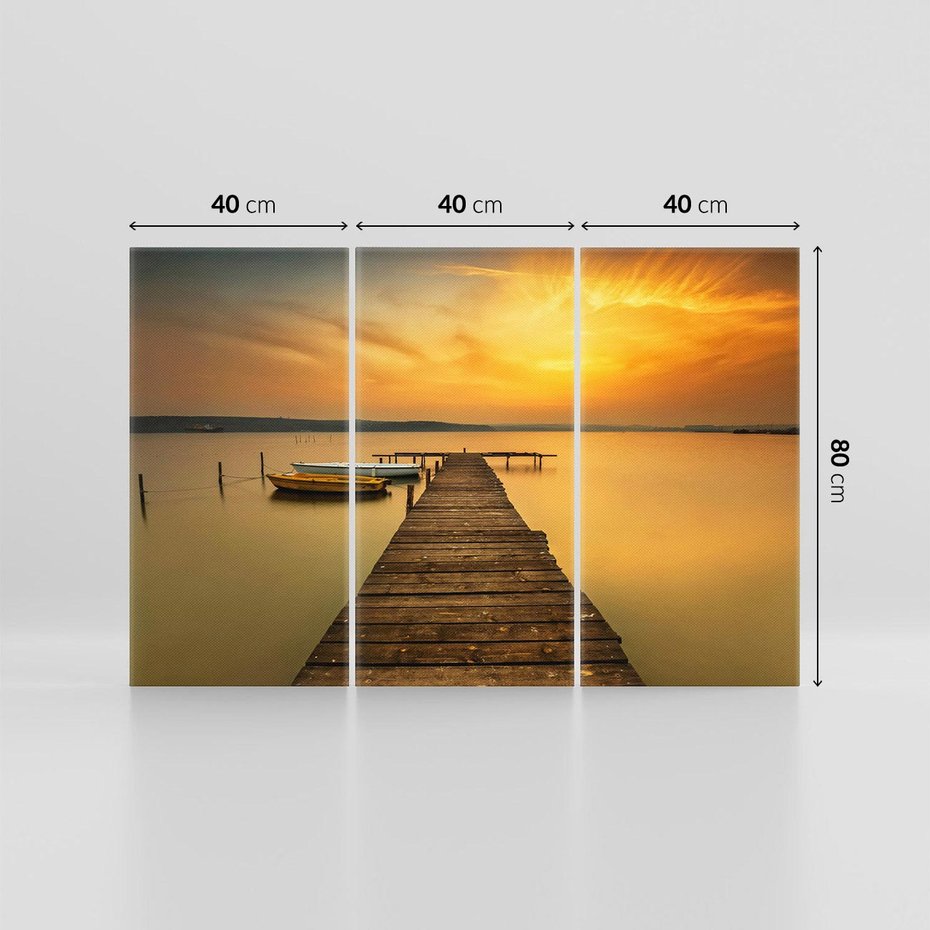 Obraz na płótnie 120x80 - Zachód słońca nad jeziorem: Piękno natury - zachód, słońca