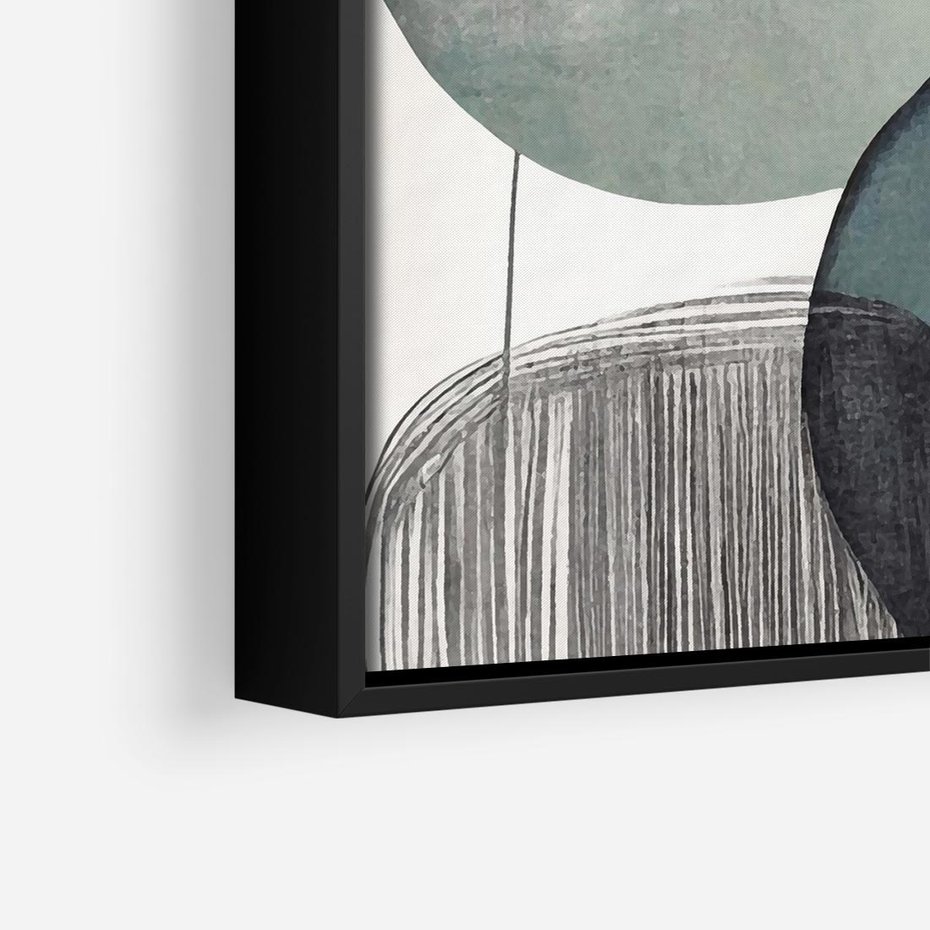 Obraz w ramie 50x50 - Przenikające Formy Duszy - abstrakcyjny obraz, geometryczne obłe formy - rama czarna