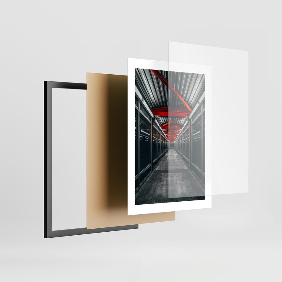 Plakat w ramie 30x40 - Nieskończoność Przestrzeni - korytarz, perspektywa - rama czarna