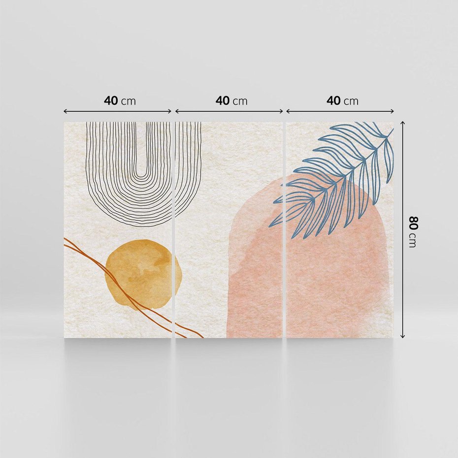 Obraz na płótnie 120x80 - Liście i Geometrie - nowoczesny, akwarelowe plamy