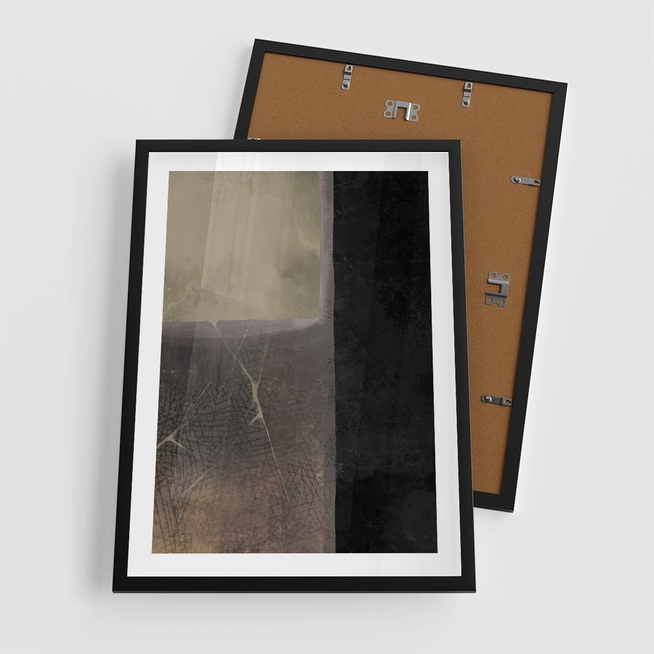 Plakat w ramie 50x70 - Kształty Urywane - mroczny plakat, nowoczesne wnętrza - rama czarna