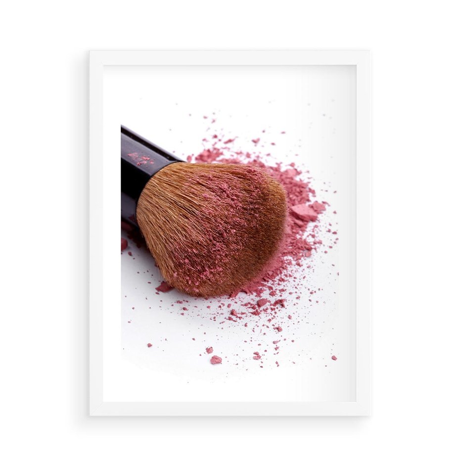 Plakat w ramie 50x70 - Makijaż w kolorze pędzla - makijaż, pędzel - rama biała