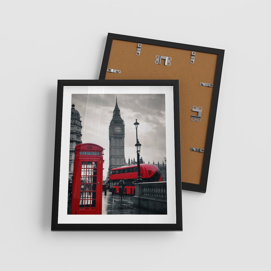 Plakat w ramie 40x50 - Londyński Klimat Telefoniczny - Londyn, telefon - rama czarna