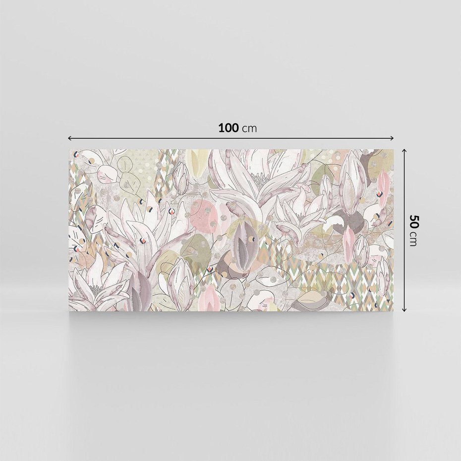 Obraz na płótnie 100x50 - Pejzaże zatajonej duszy - połączenie tekstur, roślinne motywy