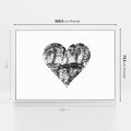 Obraz w ramie 100x70 - Drzewo Serca - czarne serce, tekstura jak kora drzewa - rama biała