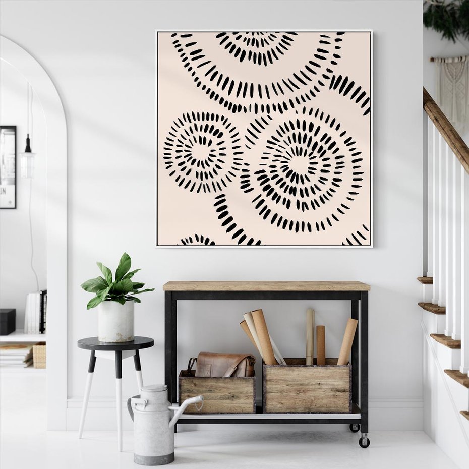 Obraz w ramie 80x80 - Abstrakcyjne Wnętrza - minimalistyczne kształty, odbicia - rama biała