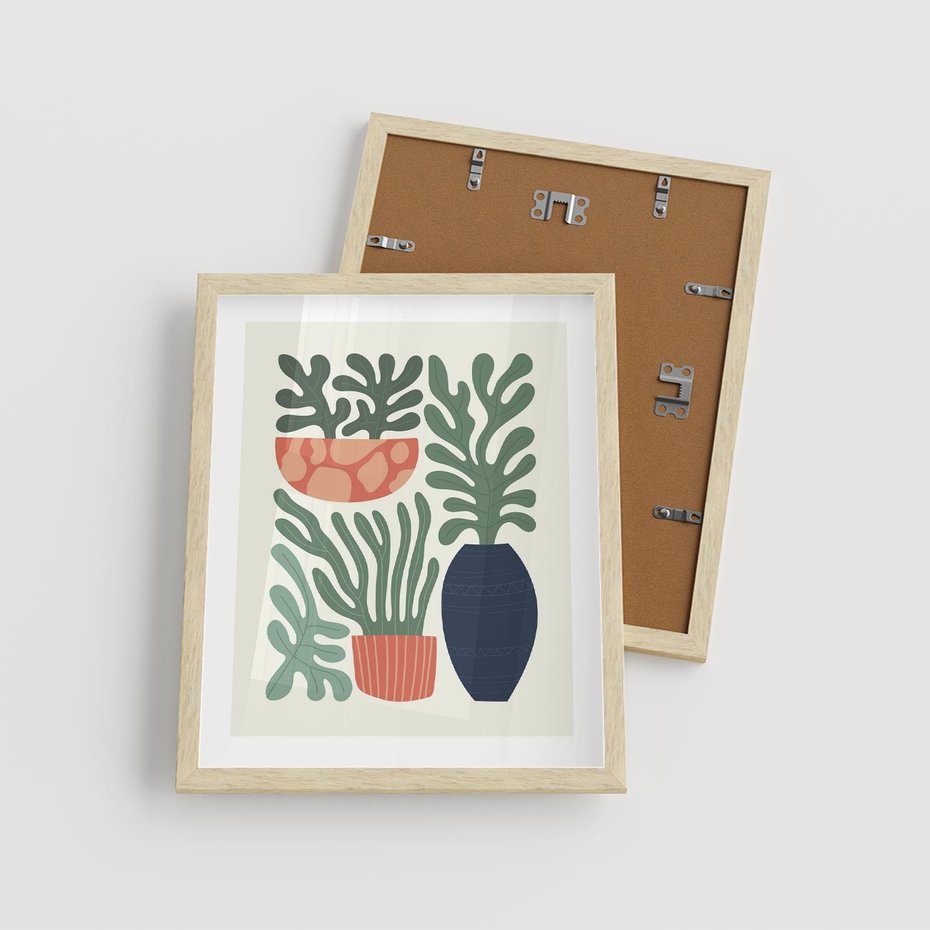 Plakat w ramie 40x50 - Abstrakcyjne Roślinne Formy - nowoczesna grafika, rośliny - rama drewno