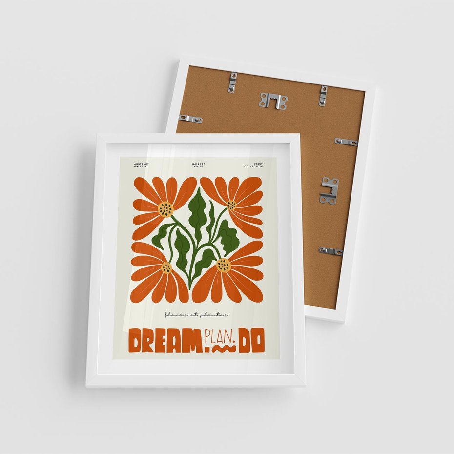 Plakat w ramie 40x50 - Księga Abstrakcji - sztuka nowoczesna, kolorowe kwiaty - rama biała