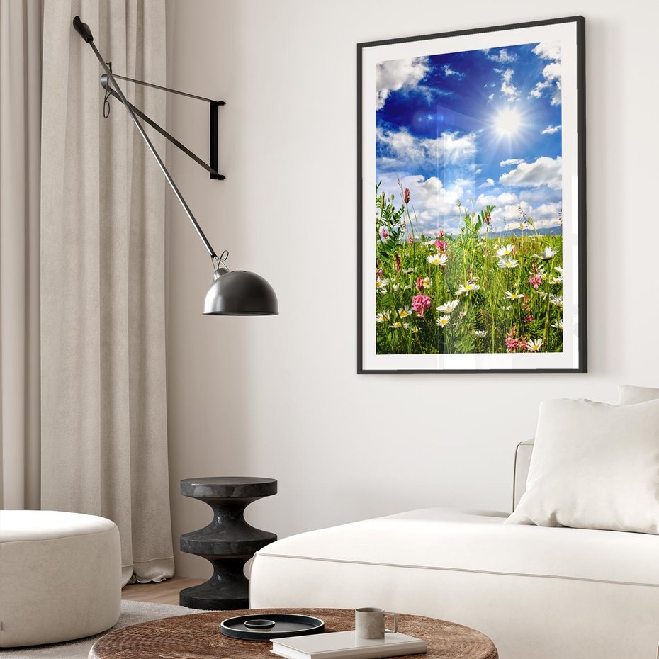 Plakat bez ramy 40x50 - Niebiańska łąka pełna kwiatów - łąka, niebo