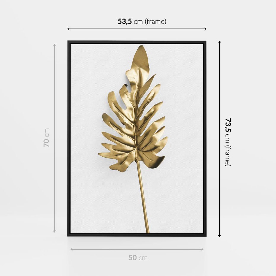 Obraz w ramie 50x70 - Ponadczasowy Urok - złote, liście - rama czarna