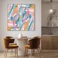 Obraz w ramie 80x80 - Refleksje w krainie abstrakcji - abstrakcja, energiczne pociągnięcia pędzla - rama drewno