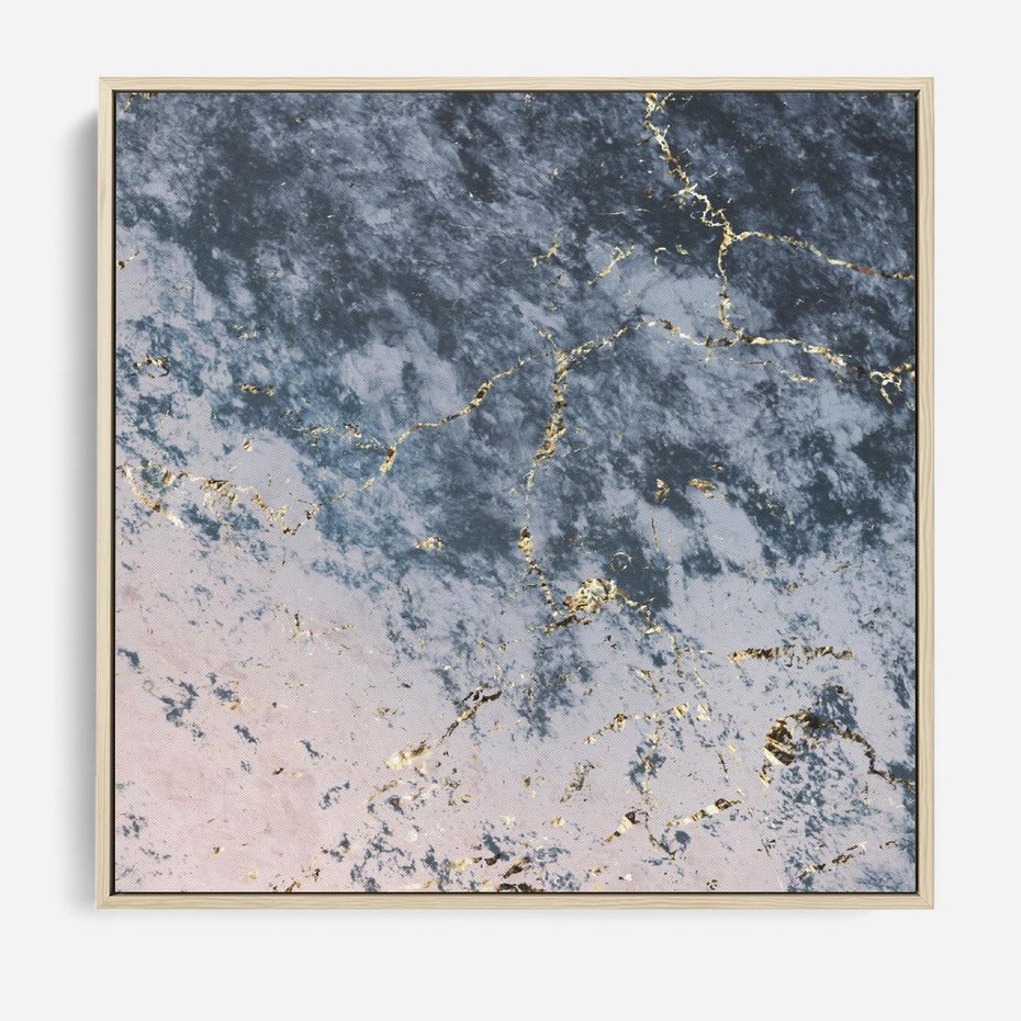 Obraz w ramie 80x80 - Elegancja i Wyrafinowanie - marmur, złoto - rama drewno