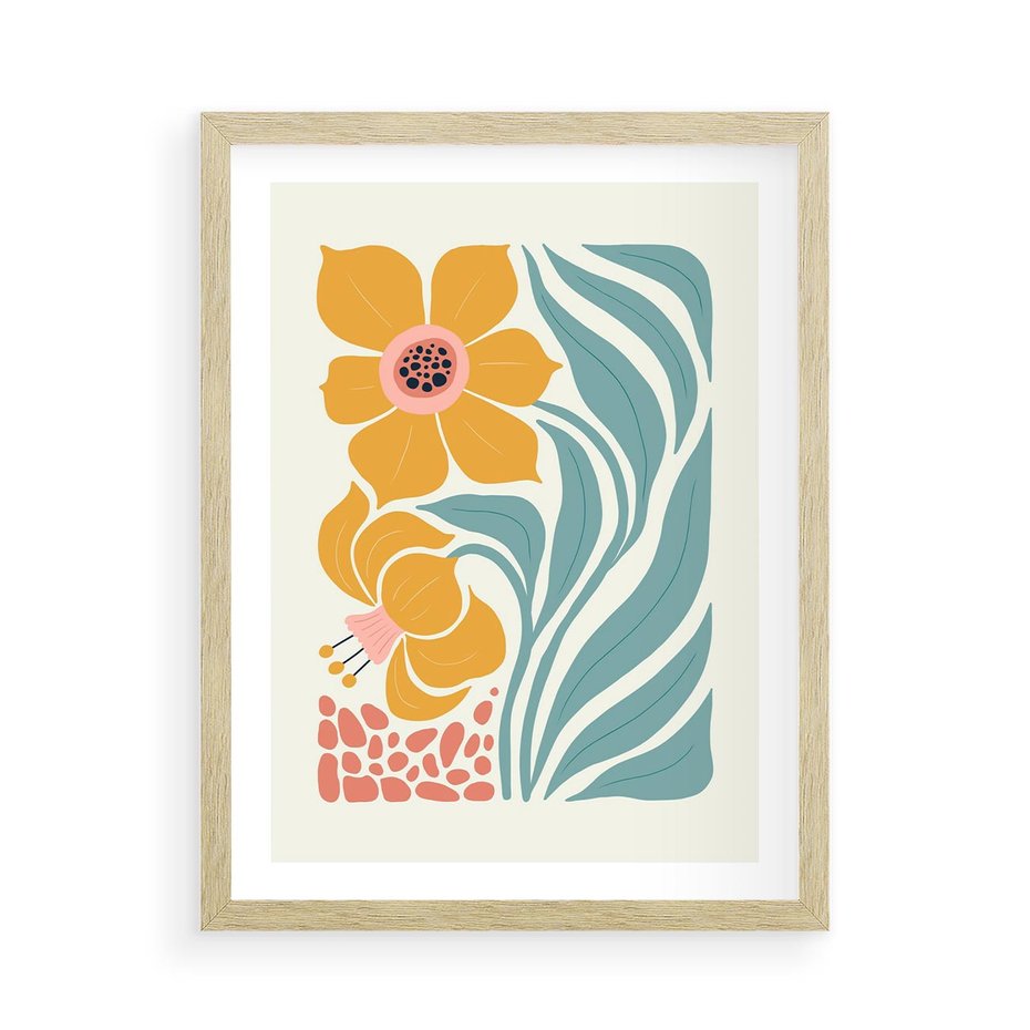 Plakat w ramie 50x70 - Pastelowa Piękność - nowoczesna sztuka, plakat - rama drewno