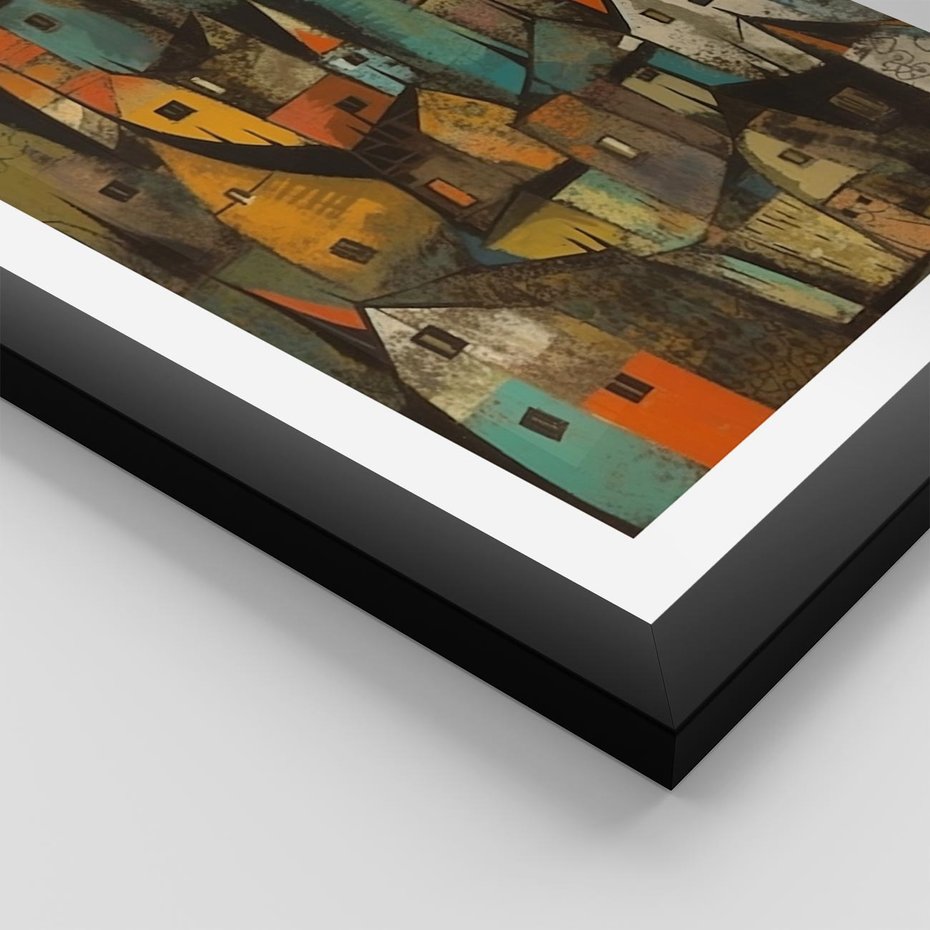 Plakat w ramie 50x70 - Przenikające Wizje - abstrakcyjny obraz, sztuka abstrakcji - rama czarna