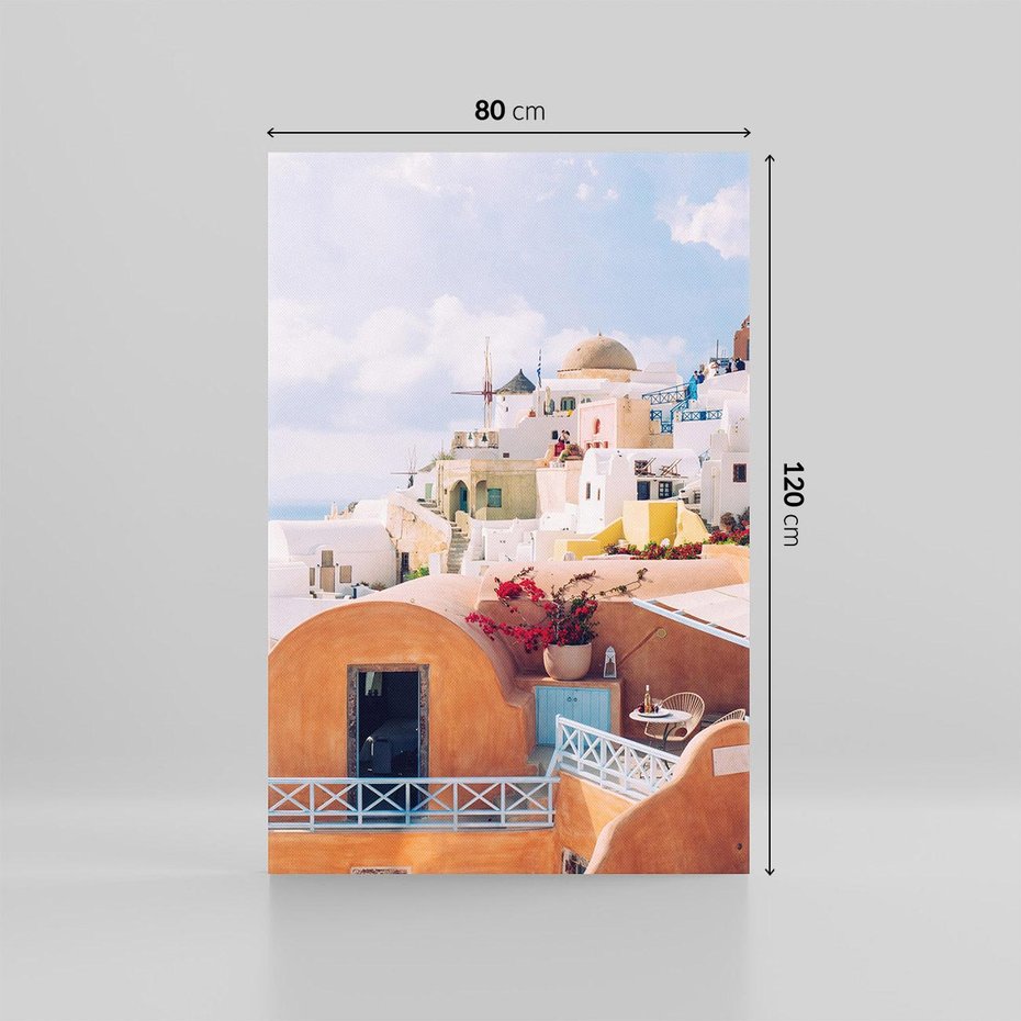 Obraz na płótnie 80x120 - Błękit Morza i Białe Domki - Santorini, wyspa