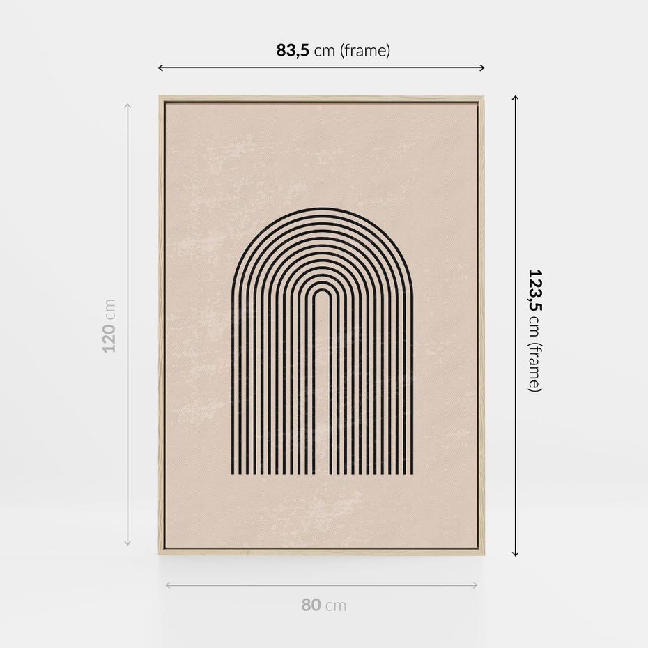 Obraz w ramie 80x120 - Migocące Echa - abstrakcyjne linie, geometria - rama drewno