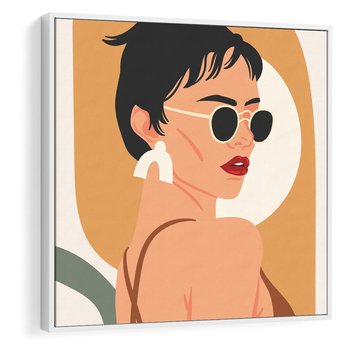 Obraz w ramie 50x50 - Kobieca Przenikliwość - nowoczesny plakat, styl retro - rama biała