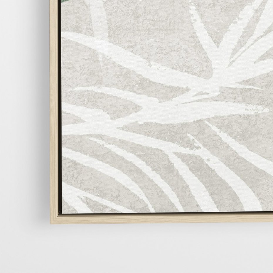 Obraz w ramie 50x70 - Zielony Raj - monstera, palmy - rama drewno